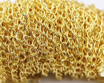 Cadenas extensoras cadena de extensión estilo vermeil dorado, cadena ovalada de 2,65*3,5 mm, para extensión de fabricación de joyas
