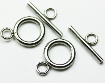 4sets Stainless steel Clasps Jewellery Findings , Toggle 15mm wide 20mm long, Tbar 25mm long, Hole3mm -FDC0332