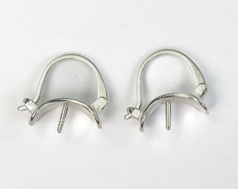 1 paar Sieraden Bevindingen Earwire, 925 Sterling Zilver, 14*15mm Leverback w/6mm Schroef Pin Voor 10mm Half Geboorde Kralen