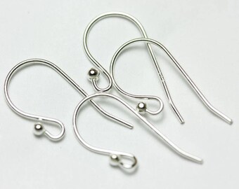 100pcs Sterling Silver Earring Hooks, 24 Gauge Silver French Hooks 