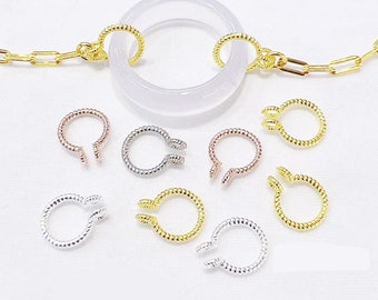 Silver bails 4pcs 925 sterling silver jewellery findings for donuts shape pendant , 8mm, 6mm inner wide, 1mm thickness