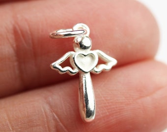 Charm 2pcs 925 sterling silver jewellery findings charm beads , 16*11mm angel pendant/charm