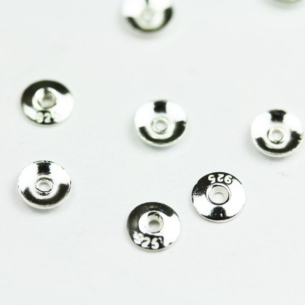 Bead caps 30pcs 925 sterling silver jewelry findings bead cap,4mm circle cap,1mm height, 1mm hole