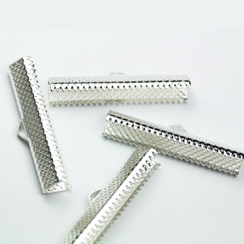 20pcs 30mm Ribbon Ends Jewellery Findings Silver tone Etsy