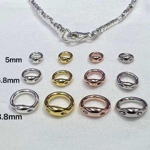 Closed jump ring with 2 holes for lobster clasp / hook clasp, jewelry ends, 4pcs 5mm/7mm/9mm, 925 sterling silver or 18k gold vermeil image 2
