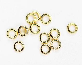 100pcs 4mm Jewellery findings Jump ring,Close but Unsoldered round, 18K Gold-plated Brass,0.8mm thick, Not easily tarnish