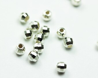 4mm beads 20pcs 4mm 925 sterling silver jewellery findings faceted round spacers, hole 1.5mm