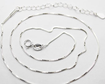 Chain necklaces sterling silver chain for easy making jewelry, 16+2" necklace/6.51.5" bracelet chain with open screw, 0.8mm thickness