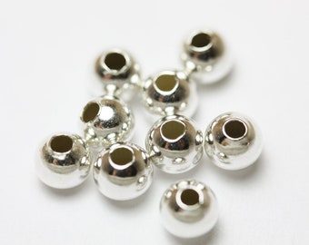 Spacer 20pcs 4mm 925 sterling silver jewellery findings ball beads.4mm round, hole1.5mm