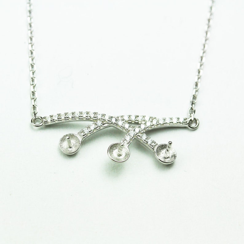 1pc 925 Sterling silver Necklace with Pendant setting,10*27mm pendant setting for half drilled beads-FDSSSO0044