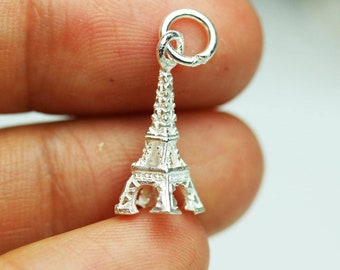 Charms 2pcs 925 sterling silver jewellery findings eiffel tower charm beads , 18*8mm tower