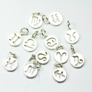 Charms 1 szt. konstelacja, urok zodiaku, elementy biżuterii ze srebra próby 925, koraliki charm, 10 mm charms guzik