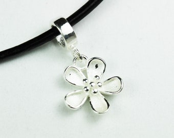 Jewelry charms 2pcs 925 sterling silver jewellery findings charm beads , 12mmflower with bail,3.5mm hole for chain