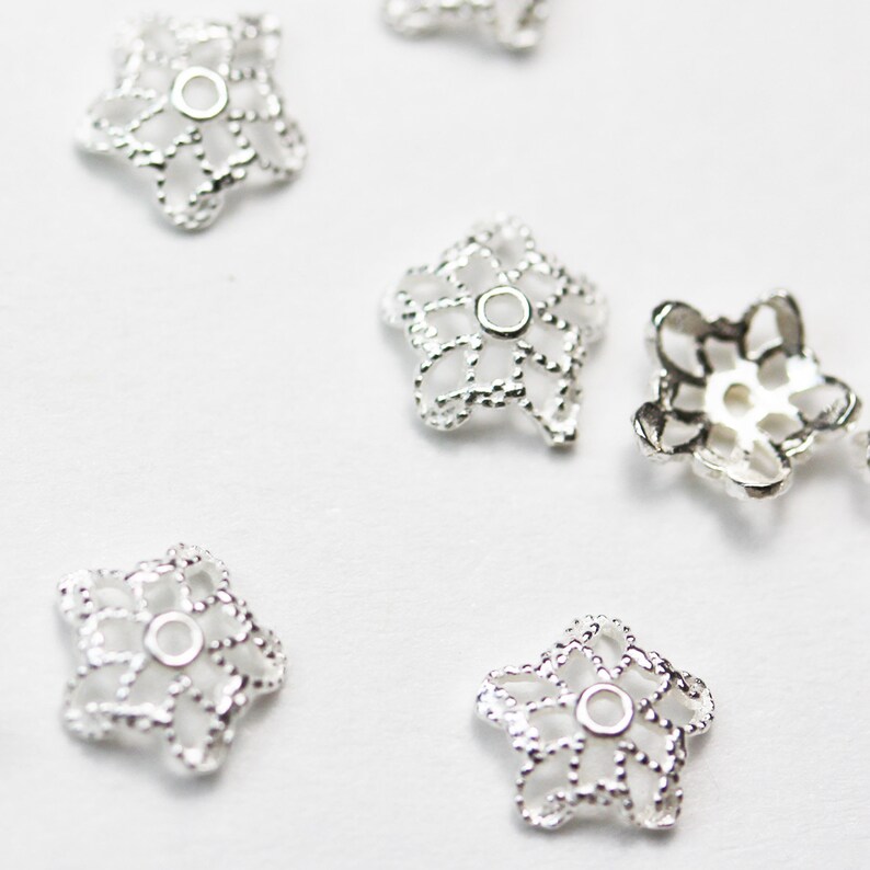 25pcs 6mm 925 Sterling silver Jewelry Findings Bead cap6mm Etsy
