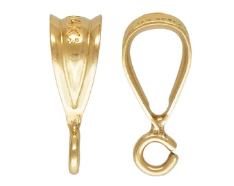 14k gold filled pendant bail 2pcs 4*9.5mm jewellery findings teardrop shaped bails,4.5*3mm inner wide, 3mm open ring,  22gauge ring