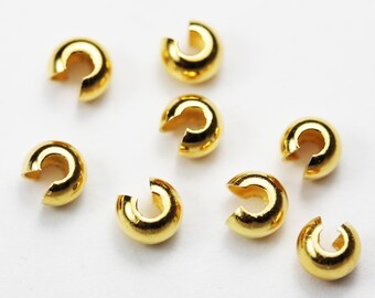 Crimp  cover 20pcs  gold vermeil style jewellery findings crimp cover for ends, 4mm round