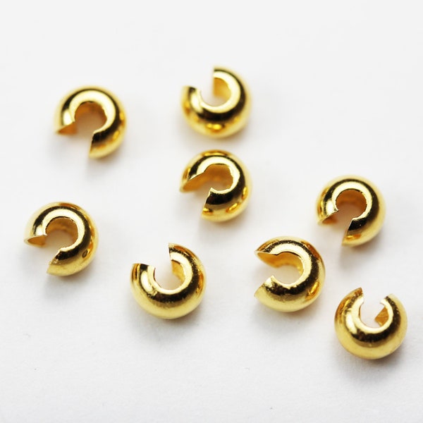 Crimp  cover 20pcs  gold vermeil style jewellery findings crimp cover for ends, 4mm round