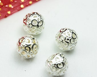 8mm Snowflake Charm FDSSB0680 4pcs 925 Sterling Silver Jewellery findings Charm Beads