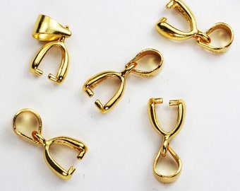 Gold vermeil style 4pcs  16*6mm 24k gold on 925 sterling silver findings ice pick &pinch bails, 3mm inner wide, hole3*4mm