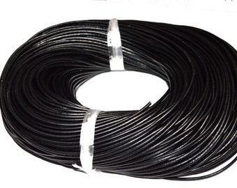 1.5mm/ 2mm Cow Leather Cord, Black Leather Cord , Jewellery Making Necklace Material -WC0023