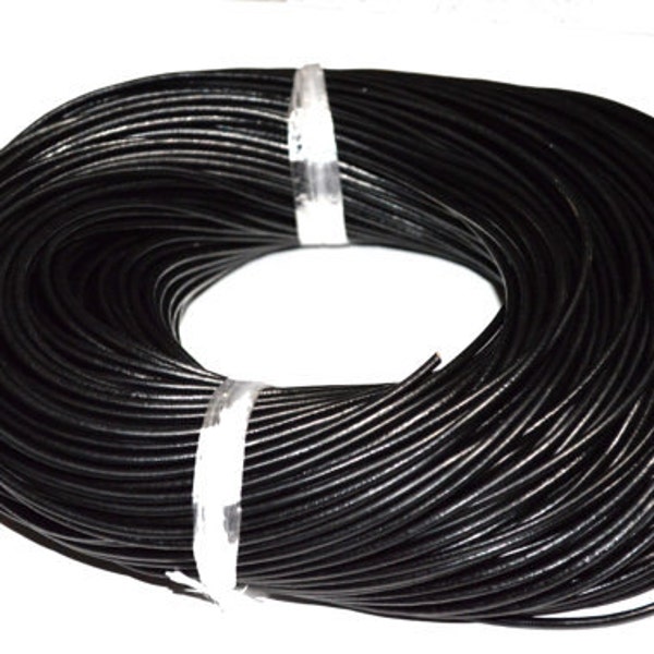 1.5mm/ 2mm Cow Leather Cord, Black Leather Cord , Jewellery Making Necklace Material -WC0023