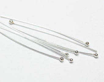 Ball headpins 10pcs 35mm 22gauge 925 sterling silver jewellery findings head pin w/ball end,ball2mm