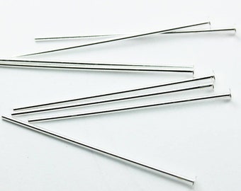 Headpins 10pcs 40mm 20gauge 925 sterling silver jewellery findings head pin, head about 2mm