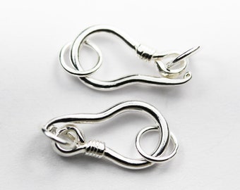 2pcs 925 sterling silver jewellery finding clasp,s-hook,17*9mm, 6mm closed jump ring