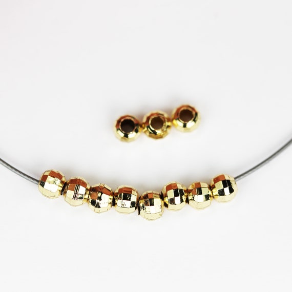 20pcs 4mm Faceted Jewellery Findings Round Beads 18K Gold Plated