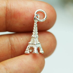 Charms 2 piezas de joyería de plata de ley 925, cuentas con dijes de la Torre Eiffel, torre de 18*8mm