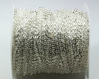 2m (6.6 Feet) Jewelry Making Chains, Oval, Silver Plated brass Chain, 2*2.5mm, 1mm thick For Jewelry Findings,-WC0307