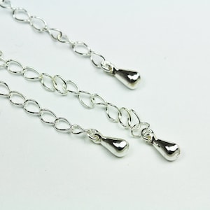Chain extension exp4pcs 925 sterling silver extension chain jewelry end piece,with drop, size 3mm wide, 40mm long