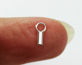 Leather ends 30pcs 1mm 925 sterling silver chain end jewellery findings ,glue in, 7*2mm,1mm inside diameter