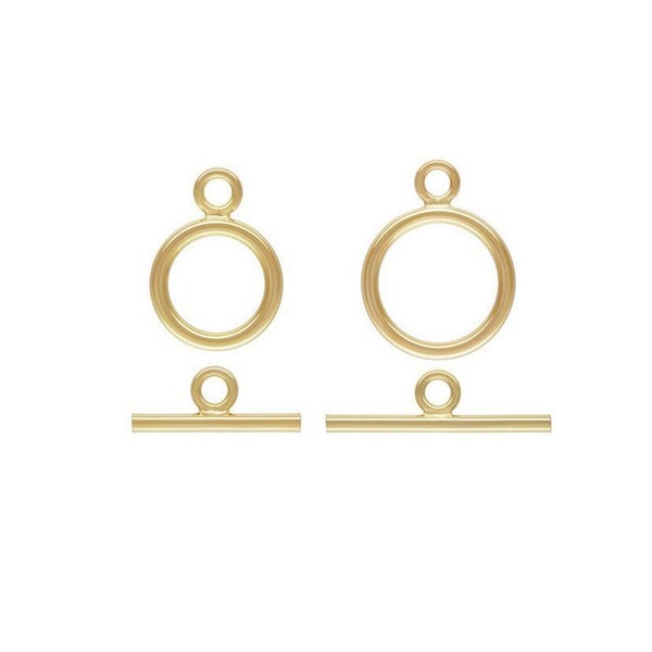 Toggle clasp 14k gold filled jewelry making findings , 1 set 9mm or 11mm circle