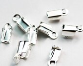 40pcs Cord end, fold-over, 10 4mm with 3mm inner size Ends Jewellery Findings ,Silver tone, Hole 1mm-FDBC0249