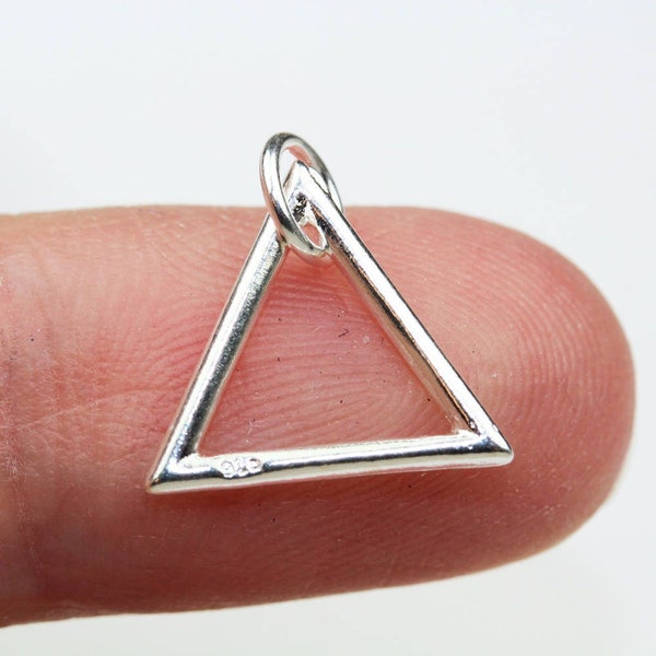 Charm 4pcs triangle necklace pendant / 925 sterling silver jewellery findings charm beads / triangle pendant / charm / beads / 14mm