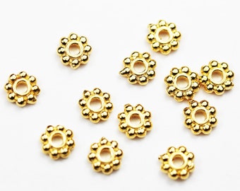 20pcs  4mm 24k gold  on 925 sterling silver jewellery findings rondelle spacers,4mm diameter,1.3-1.5mm thick, hole 1mm