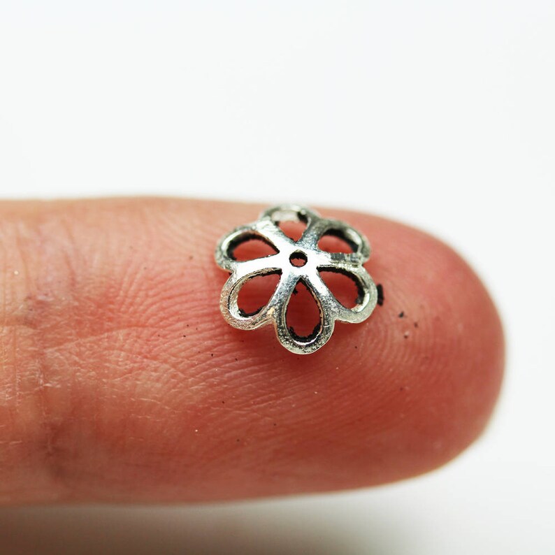 10pcs 8mm 925 antiqued Sterling silver,Oxidized Sterling Silver Jewelry Findings Bead cap 2.5mm Height filigree cap FDSSC0237