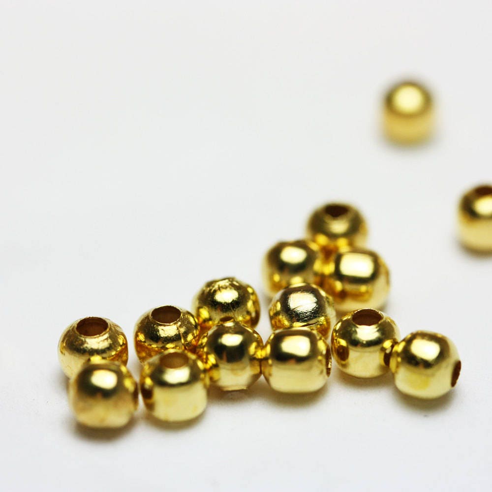 50pcs 8mm round Ball Jewellery findings Beads Gold Plated Etsy
