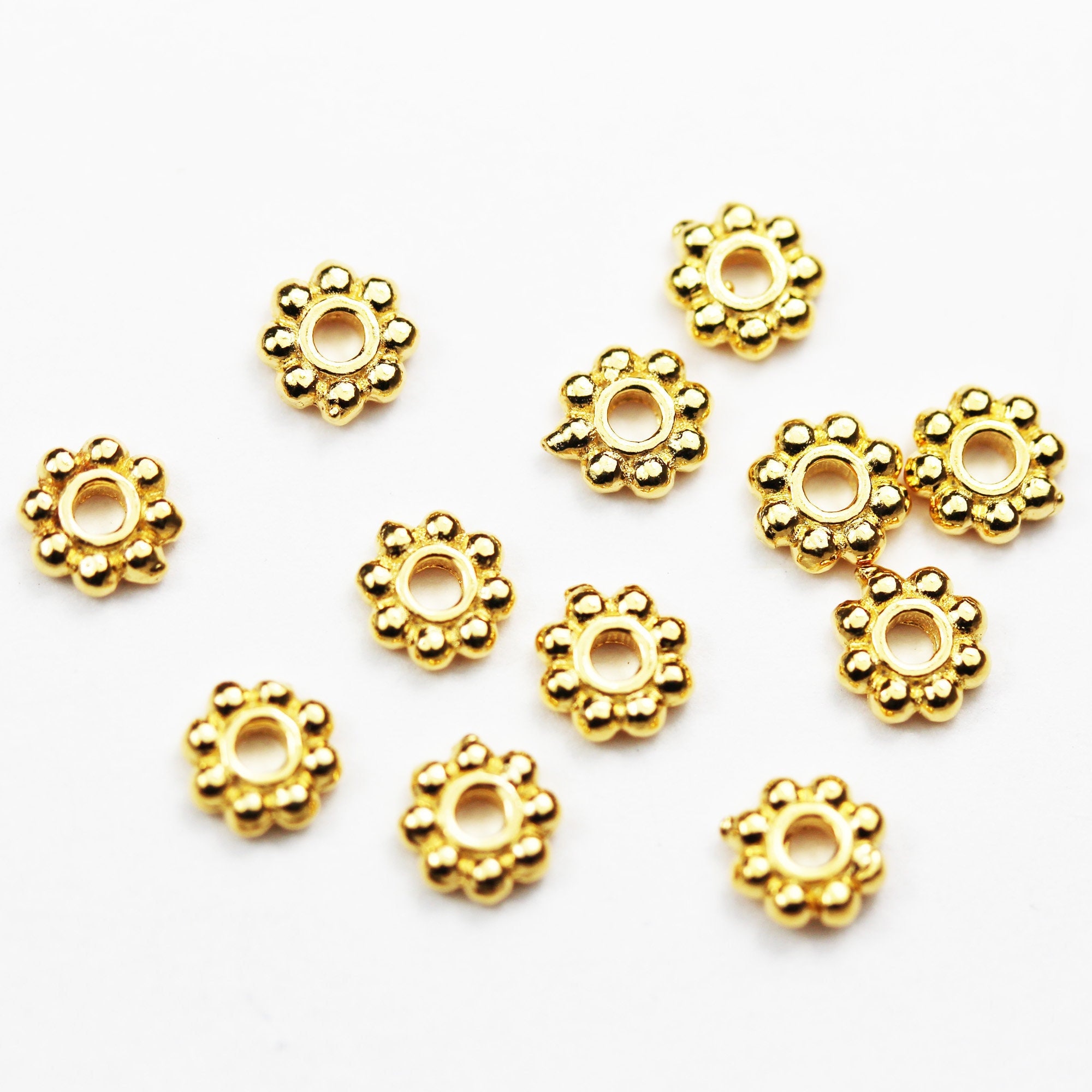 Flat Round Spacer Beads, Gold Filled Gear Shaped Spacer Bead for Bracelet  Necklace Supply, Big Hole Rondelle Spacer Beads, SP097