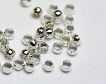 300pcs 2*1.5mm Silver Crimp Beads Jewellery Findings, Silver-plated brass, 1mm inside diameter -FDBC0041