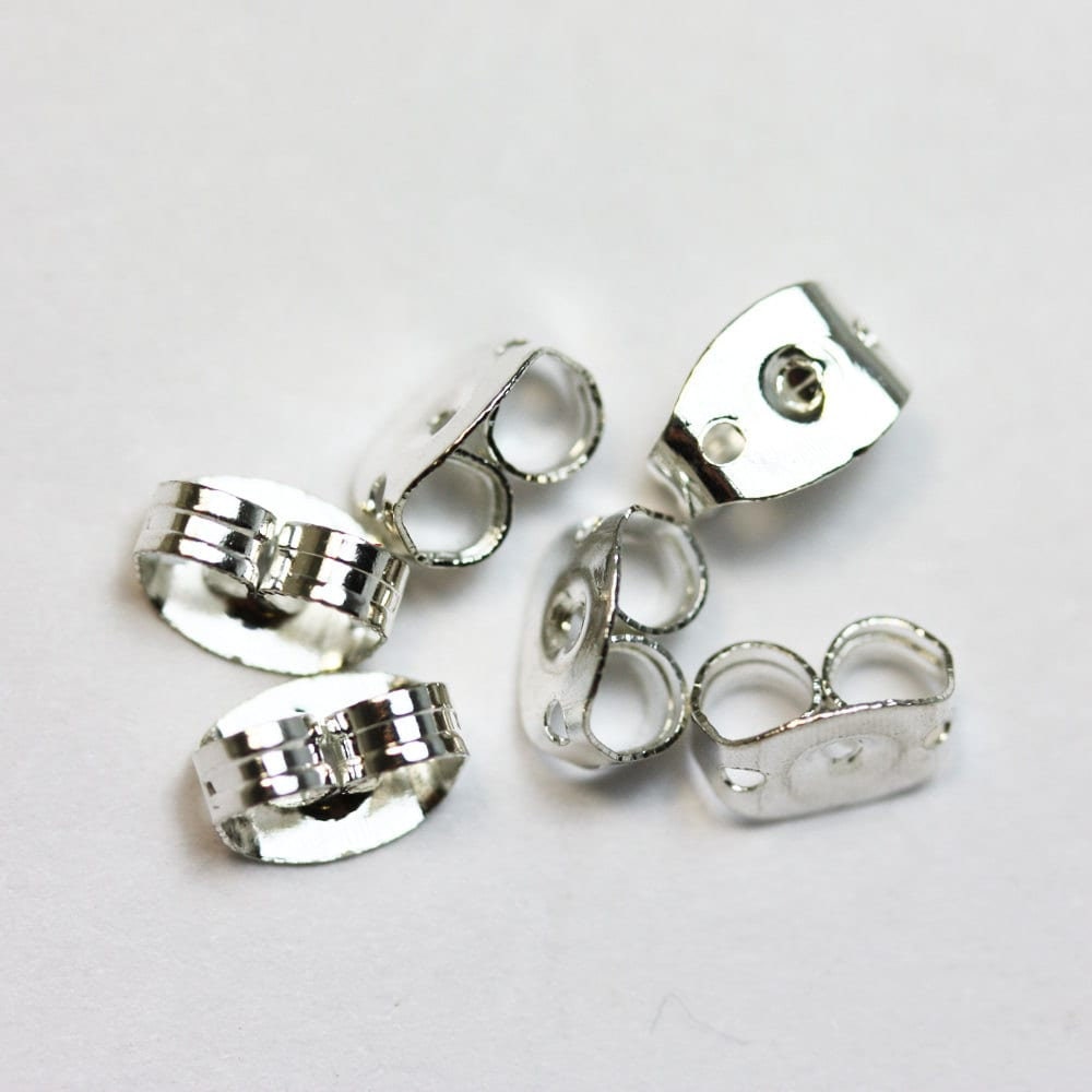 Silver Earrings Backs, Large Plastic Earnuts Circled Earrings Findings,  Comfort Clutch Earring Backs, Earrings Stopper, EF1008 