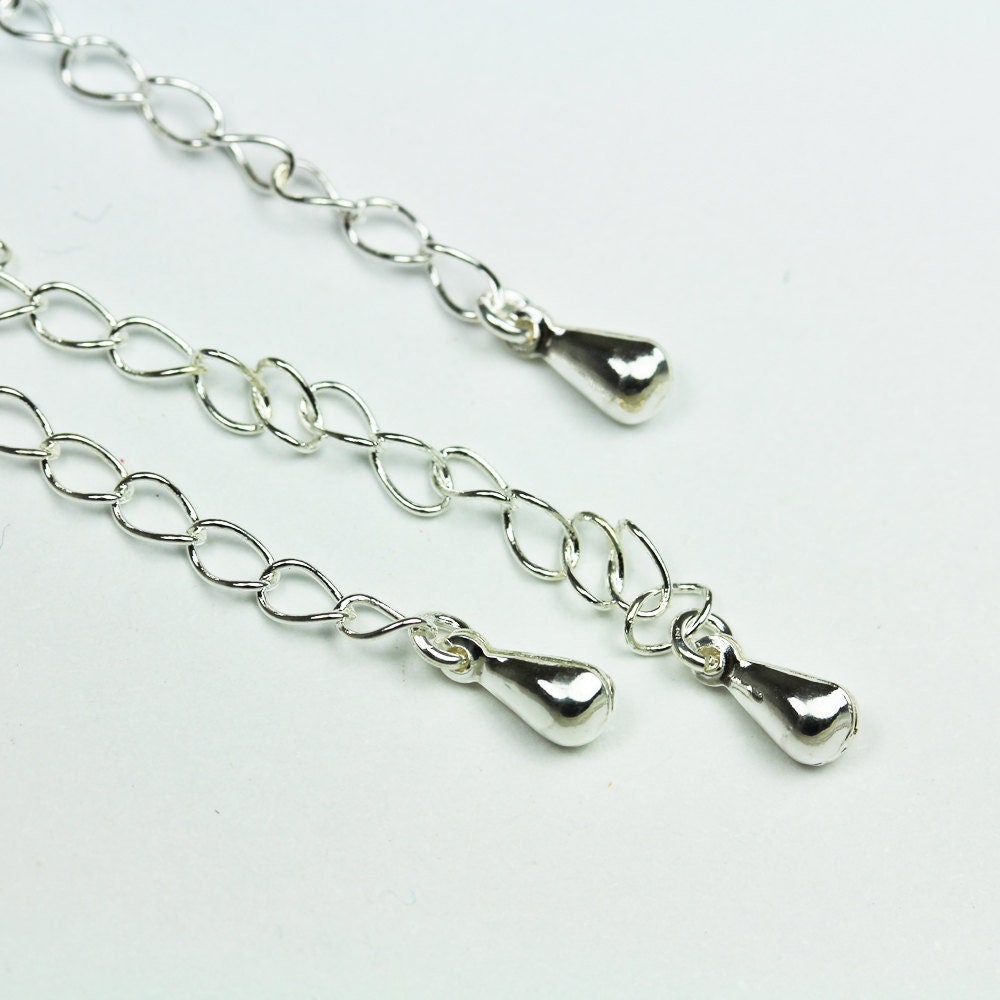 2 Sterling Silver Curb Chain Extensions With Spring Clasp, 925 Silver  Extender Chain, Bracelet Extension Chain, Necklace Chain Extender 