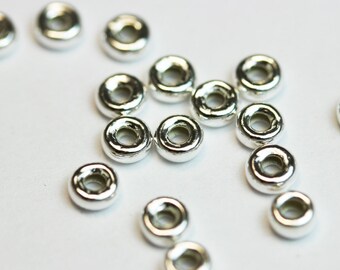 30pcs 3.5mm 925 sterling silver jewellery findings rondelle spacers,3.5mm diameter, 1.8mm thick, hole 0.8mm