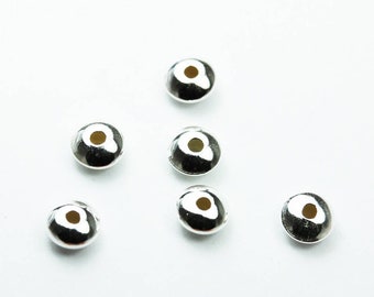 Perles en argent sterling 3 mm espaceurs 30 pcs 3,5 mm en argent sterling 925, perles intercalaires, 3,5 mm de diamètre, 2 mm d'épaisseur,