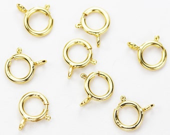 Estilo vermeil dorado 10 piezas anillo de resorte de 6 mm oro de 24k en hallazgos de joyería de plata de ley 925, círculo de 6 mm con anillo de 2 mm