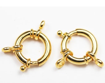 Gold vermeil style 1pc 15mm springring 24k gold vermeil on 925sterling silver jewellery findings,16mm circle with 5mm ring