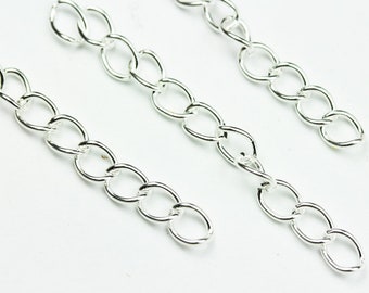 50pcs Jewelry End Piece, Silver-plated , Size 3.5mm wide, 50~58mm long-WC0332