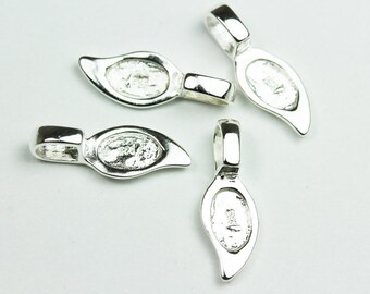Glue on bails 2pcs 17x6.5mm 925 sterling silver glue-on flat pad bails jewellery findings