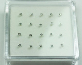 Nose stud nose ring nose piercing  20pcs 1.5/2.0mm 925 sterling silver body jewelry,nose jewelry with rhinestone,9-11mm pin